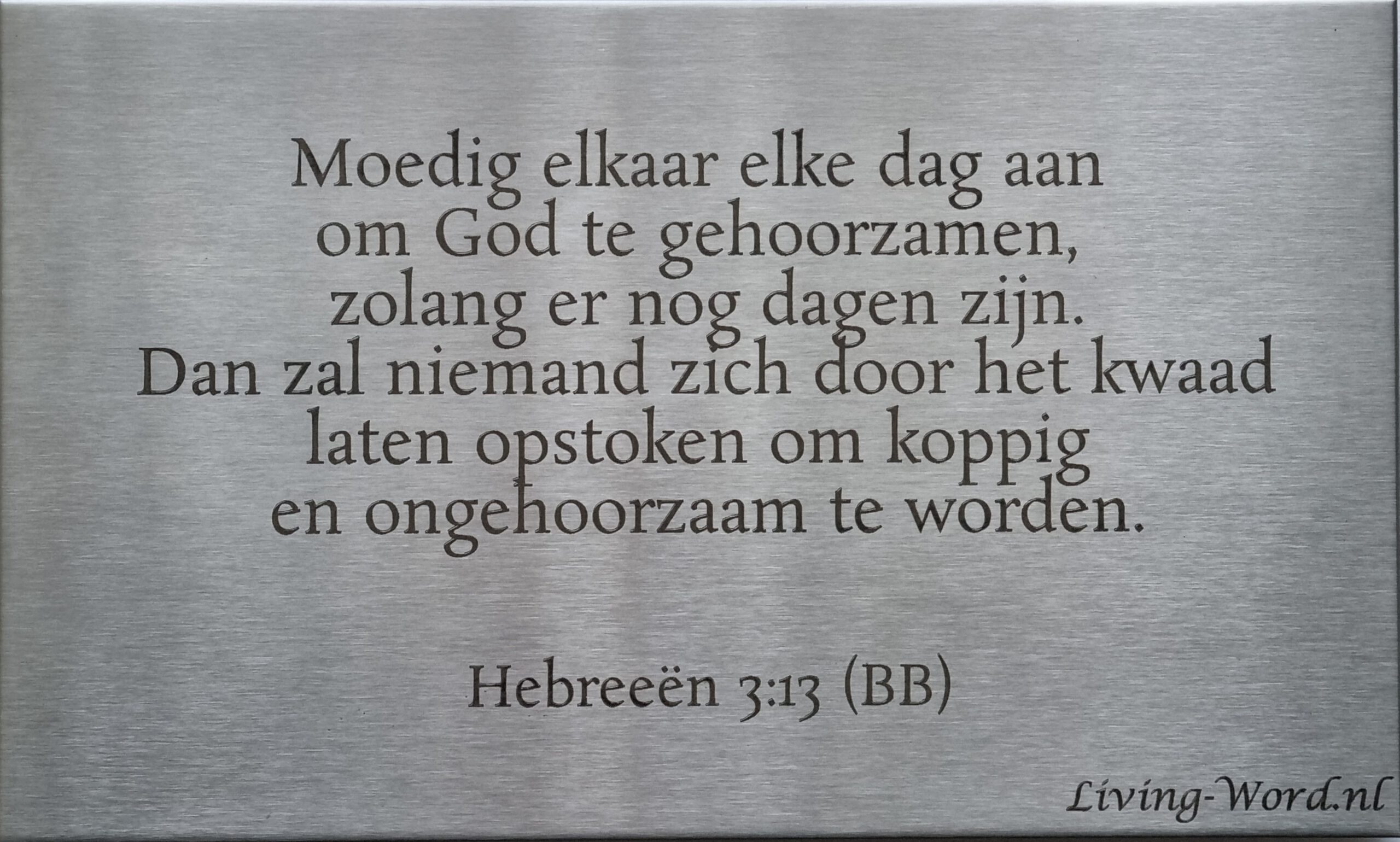 Hebreeën 3:13 Bijbeltekst Hebreeën 3:13 BasisBijbel bijbel vertaling
